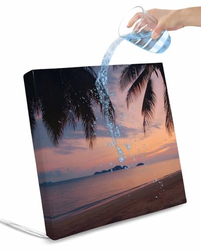 2 Pack Sunset Summer Waterproof Cushion Covers with Ties, Outdoor Patio Chaise Lounge Chair Seat Cushion Slip Covers Replacement(Only Cover) Seasides Palm Tree Leaves Scene 24