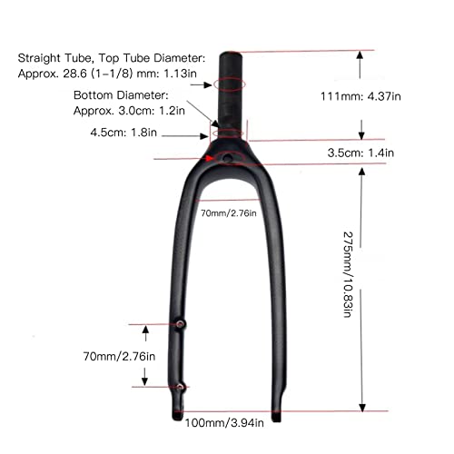 Kadimendium Bike Front Fork, Professional High Strength 20 Inch Mountain Bike Fork Lightweight Carbon Fiber For Folding Bike For 28.6Mm Straight Tube #TOP6