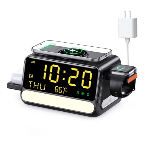 7-in-1 Wireless Charging Station for Samsung&Apple Device, Charger Stand with Voice-Controlled Light, for iPhone 17/16/15/14/13 Pro Max, Samsung Galaxy, Google Devices, Apple&Samsung Watch, AirPods