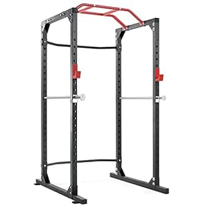 Mousport Power Cage Squat Rack Cage Weight Cage Power Rack Home Gym with 19-Level Adjustable and J-Hooks Heavy Duty for…