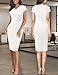 VFSHOW Womens Summer Work Business Dresses Notch Neck Ruched Waist Office Slimming Bodycon Sheath Pencil Dress (Off White, Medium) 11745 WHT M