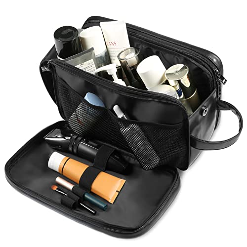 BNSPOCKET Personalized Leather Travel Toiletry Bag for Men, Large Travel Bathroom Shaving Dopp Kit, Large Cosmetic Bag Waterproof - Image 2