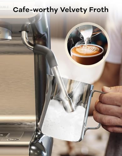 Image of Takywep Professional Espresso Machine, 20 Bar, with Grinder and Milk Frother, Removable 95 oz Water Tank for Latte and Cappuccinos, Stainless Steel Coffee Maker for Use
