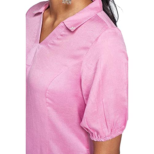 Image of global desi Solid Viscose Collar Neck Womens Flared Kurta (SS22GH048KURL-P)