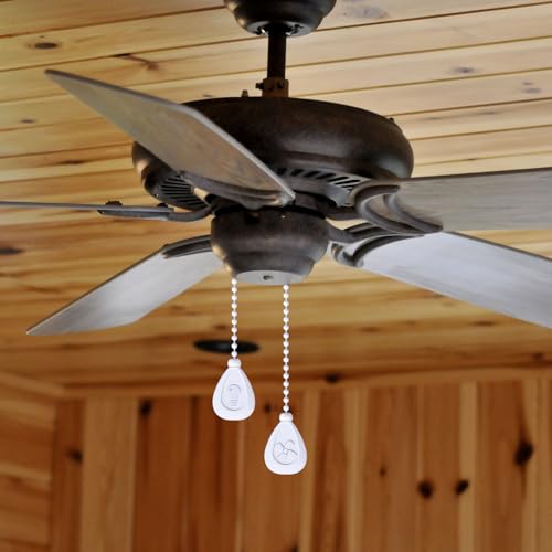 Image of 4 Pieces Ceiling Fan Pull Chain Extender Ornament 12 Inch Ceiling Pull Chain Extension Classic Drop Shaped Pendant Beaded Ball Cord for Fan light lamp decorative with Connector(White)