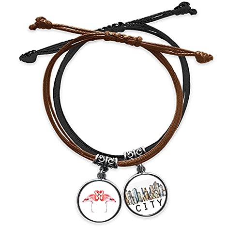 Bracelet Flamingo couple amoureux en corde tressée et cuir Sidi élégant