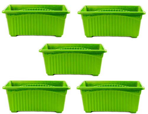 Go Hooked Rectangular Plastic Pots for Plants, Jupiter Flower Pots for Home, Window Display, Garden (Set of 5, Green) (35 x 18.5 x 15 cm) (B08MWDMNSH) Amazon Price History, Amazon Price Tracker