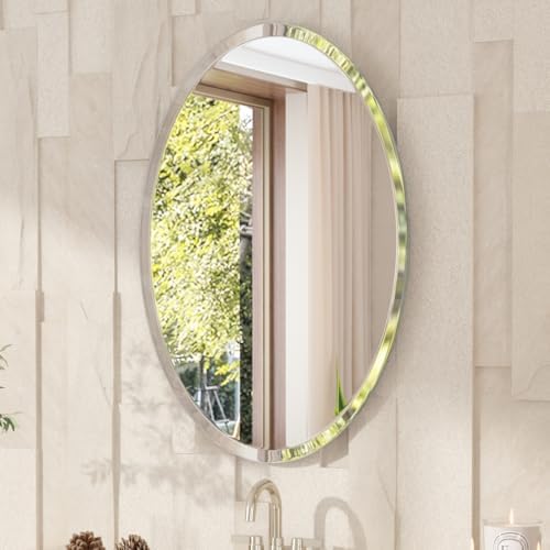 VocalStar Frameless Oval Mirror, 24" x 36" Bathroom Wall Mirror w...