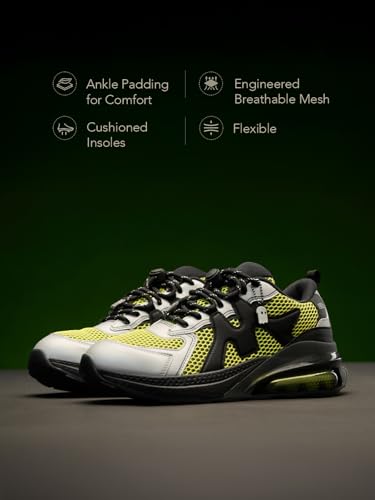 Image of The Souled Store Urban Blaze: Green Lab Sneakers - Metallic PU & Mesh Upper | Samurai PU Insole | Lightweight EVA Midsole | Men's Stylish Low Top Sneakers