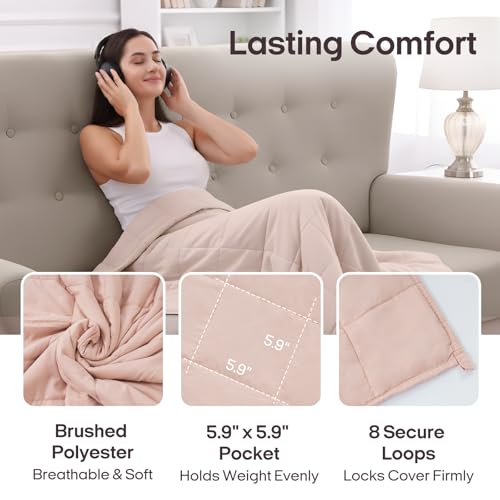 Image of ZonLi Weighted Blanket for Adults(80 inchx87 inch, 20lbs,Light Pink) King Size High Breathability Cooling Heavy Blanket, Soft Material with Premium Glass Beads,All-Season.