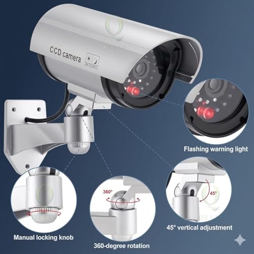 Image of QEEIG Bullet Dome Dummy Fake CCTV Camera with Ideal for Blinking Red LED Light | Waterproof, Wall Mount - Ideal for Home, Office, Storefront Security (Set of 2)