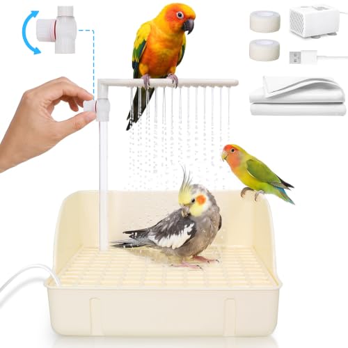 Image of Automatic Parakeet Bird Bath with Pump & Control Valve for Tame Birds