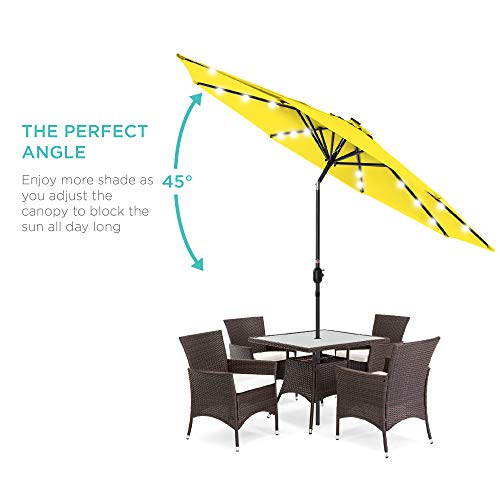 Best Choice Products 10Ft Solar Powered Aluminum Polyester Led Lighted Patio Umbrella W/Tilt Adjustment And Fade-Resistant Fabric, Yellow #TOP1