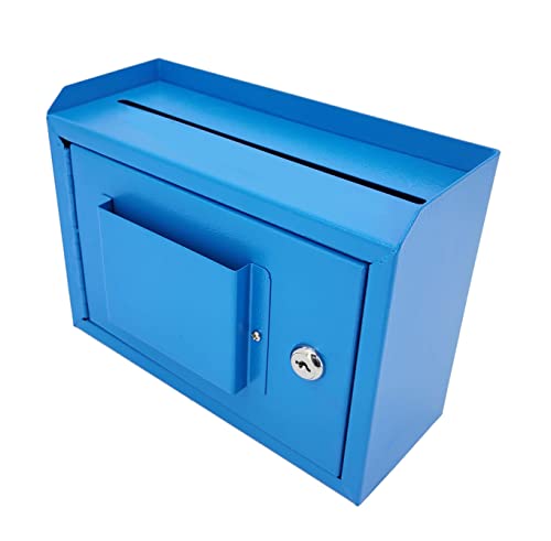Fixturedisplays® 9.85" W X 7.2" H X 4.5" D, Metal Multipurpose, Donation Box,Cash And Mail Box,Suggestion Box 15211 Blue #TOP7