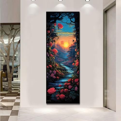 Diamond Painting 5D Forêt Crépusculaire : Kit Complet Grand Format 90x260cm pour Adultes