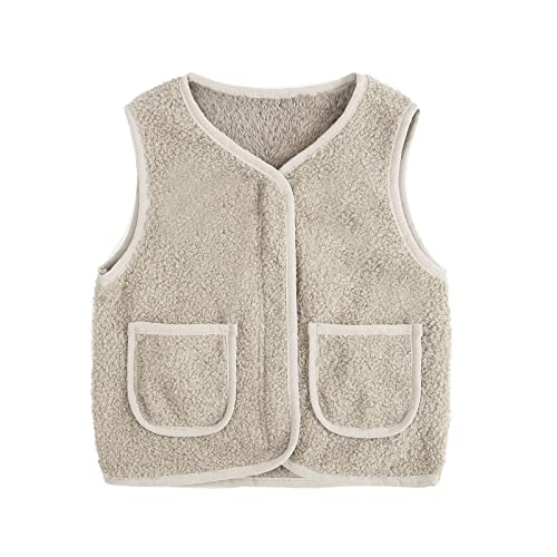 Générique - Générique Gilet sans Manches Enfant Hiver 2-14 ans Tout-petits Enfants Polaire Gilet Veste Doublée Polaire Gilets Matelassé Zippé Garçon Fille Manteau sans Manche Chaud Automne Hiver Extérieur