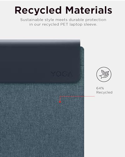 Image of Lenovo Slim Laptop Sleeve 14 Inch Notebook /Tablet - Compatible with MacBook Air /Pro - Eco-Friendly Lightweight Case with Accessory Pocket & Magnetic Closure - Teal