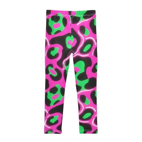 Neon Pink Green Leopard Print Girls Leggings Stretchy Dance Pants for Kids2