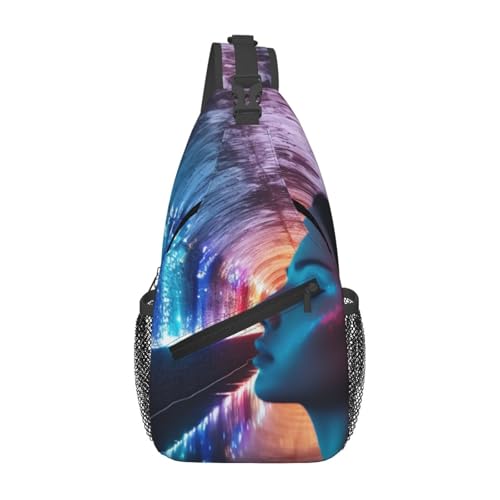 Sac à dos à bandoulière holographique avec fermeture éclair fluide et sécurisée