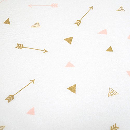 Image of TL Care Fitted Pack N Play Playard Sheet 27 inch x 39 inch, Soft Breathable Neutral 100% Cotton Jersey Pack and Play Sheet, Sparkle Gold /Pink Arrows, for Boys and Girls, Fits Most Mini Crib Mattresses