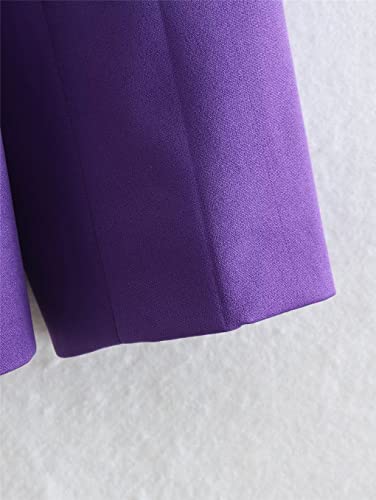 Women's Purple Long Sleeve Metal Button Flap Pocket Blazer Spring Vintage Office Blazer4