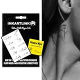 INKARTLINK semi-permanent temporary tattoo, simple design, suitable for elegant girls' gifts, exquisite packaging, waterproof, cruelty-free, non-reflective(Simple line flower), Medium, Blue