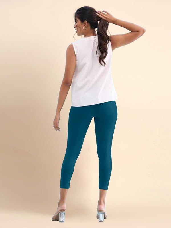 Image of TRENDMALLS Women's Microfiber Elastane Stretch Soft Cropped Leggings with Ultrasoft Waistband for Women