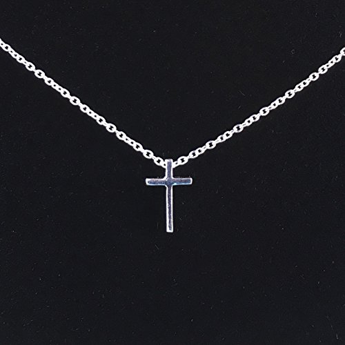 Tiny Silver Cross Necklace, Dainty 