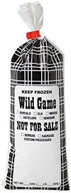 UltraSource Wild Game Freezer Bags/Meat Chub Bag, Printed "Not for Sale" for Ground Meat or Sausage (1lb capacity - 1000 bags, Black Plaid)