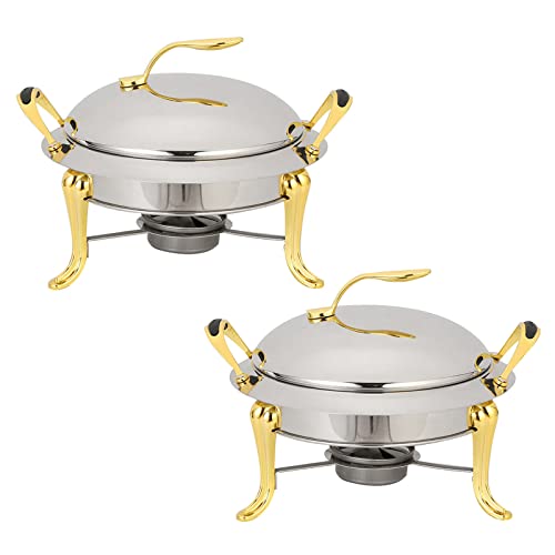 Juego de platos de acero inoxidable de 3 L con tapas, sartenes y soportes de combustible para catering, fiestas, bodas y calentamiento de alimentos