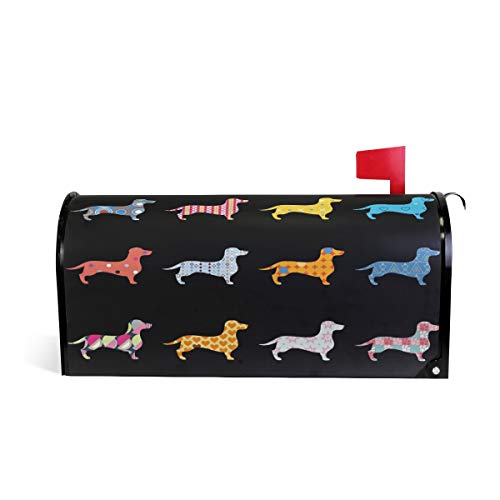 WOOR Decorative Dogs Dachshund Magnetic Mailbox Cover MailWraps Garden Yard Home Decor for Outside Oversized-25.5