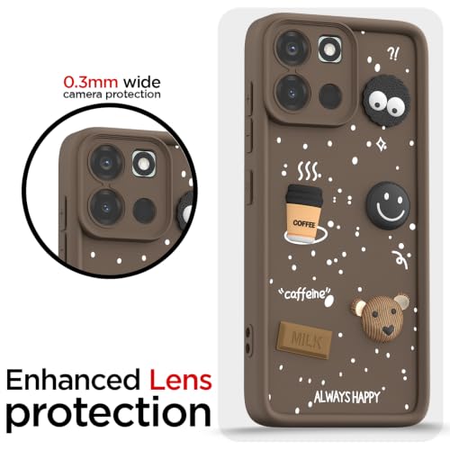 Image of Pikkme Back Cover for OnePlus Nord 6 5G | 3D Bear Silicone Cute & Fun Coffee Cartoon | Full Body Protection Bumper Case (Brown)