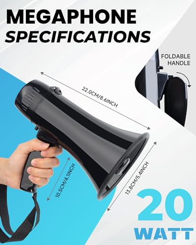 Mégaphone rechargeable 20W avec mémoire 240 secondes et sirène longue portée - 3