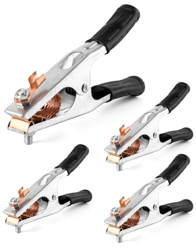Image of QWORK Copper Welding Ground Clamp, 4 Pack - Electroplated Earth Clip for Manual Welder