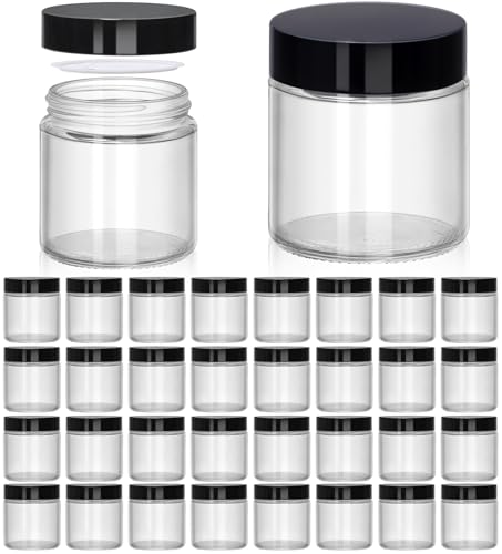 UPBUD 4 oz Clear Glass Jars with Lids - 32