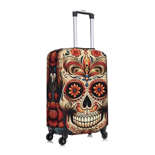 Skull dead day Mexican Red Elastic Travel Luggage Cover Travel Suitcase Cover for Trunk Case 19''-32'' Luggage Protective Cover3