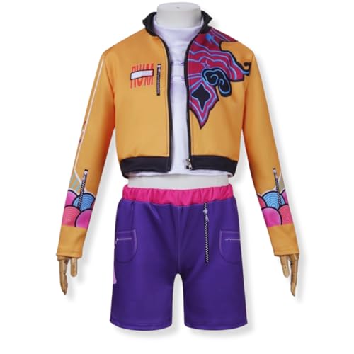 Yigoo Koreanpop Demon Kostüm Kinder, Hunter Cosplay Costume Outfit Mädchen, Anime Jäger Popsänger Idol Bühnenuniform Verkleidung für Karneval Halloween Party 140