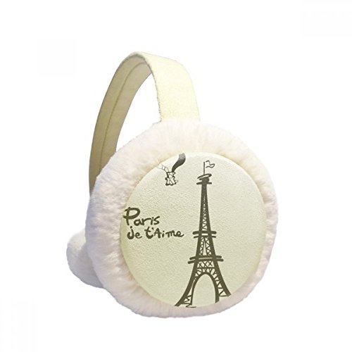 Orejeras de felpa contra el viento frío de invierno diseño Torre Eiffel unisex