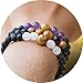 Set of 3 Anxiety Bracelet For Women | Essential Oil Bracelets, Lava Rock Diffuser Bracelets For Women with Rose Quartz, Amethyst, Tiger's Eye, Sandalwood. Gift Box. Gift Card + Extra Satin Bag.