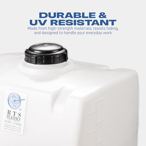 Image of RTS Plastics Rotomolded Polyethylene PCO-30 Gallon Tank for Water and Non-Flammable Liquids with Molded Grad Strip and Siphon Elbow