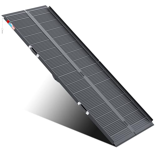 Image of WHALEMOTOR Black Portable Wheelchair Ramp, 8FT No-sew Non-Slip Aluminum Wheelchair Ramp, Folding Portable Wheelchair Ramps for Home, Weight Capacity Up to 800 LBS, Loading Dock Plates
