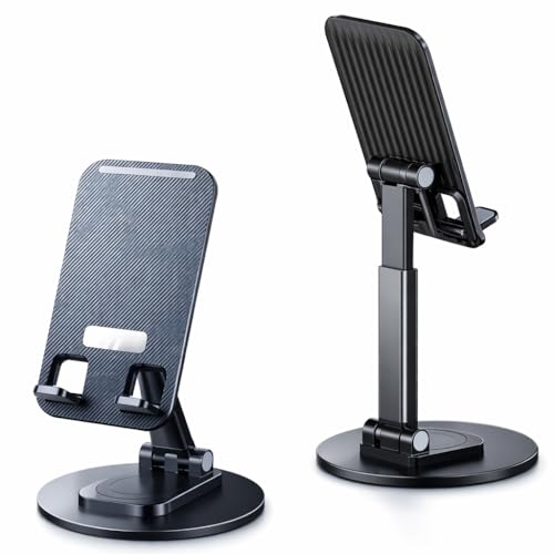 Image of Mizi Portable Cell Phone Stand for Desk - Height & Angle Adjustable Mobile Foldable Holder, Compatible with iPhone 17 16 15 14 13 12 11 Pro Max, Galaxy S25 S24, All 4-10 inch Devices - Black