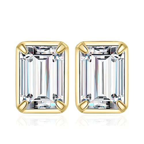 JewelryPalace Emerald Cut 1ct Cubic Zirconia Solitaire Stud Earrings for