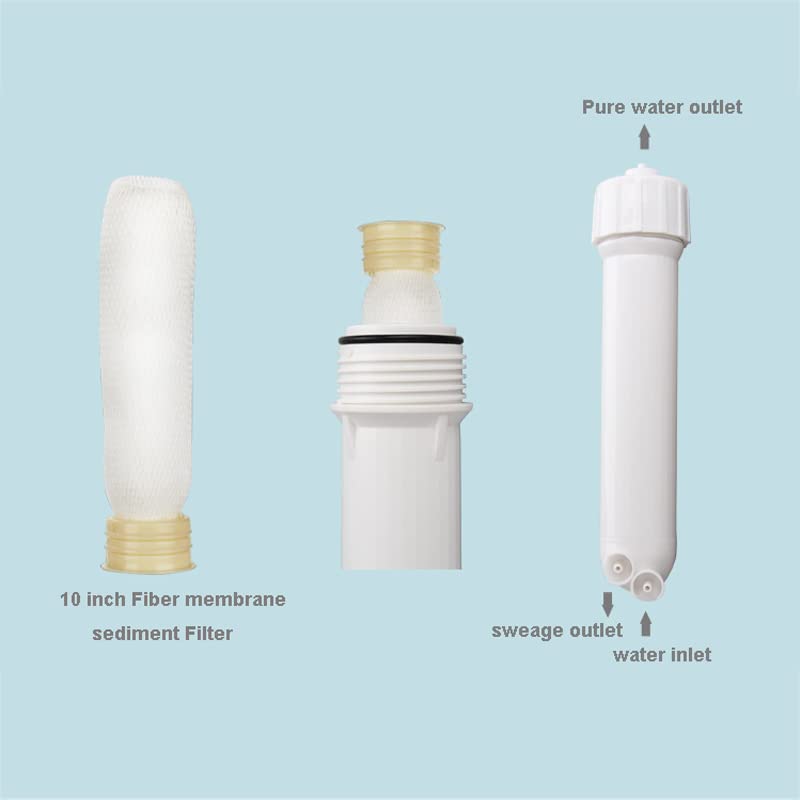 Sistema di filtraggio dell'acqua, Parti del filtro dell'acqua Alloggiamento della membrana Filtro sedimenti a membrana in fibra da 10 pollici for 1812/2012 con tutti i raccordi Accessori for chiavi