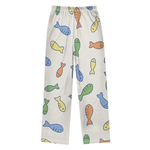 Fish Boys Pants Boys Athletic Pants Long Pant for Boywith Pockets Wide-Leg Size 6-14Y2