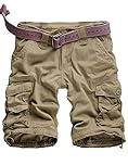 WowFab Mens New Military Multi Pockets Army Cargo Combat Twill Cotton Casual Summer and Indoor Winter Short (42-Khaki-WF-SPS)