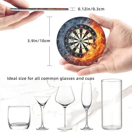 Dessous de verre cible de fléchettes x6 avec support pour table 10 cm