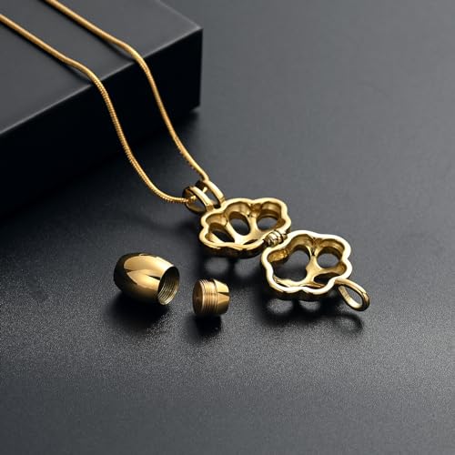 QGJNSGC Pet Cremation Jewelry for Ashes for Dog Cat Paw Print Memorial Locket Urn Necklace with Mini Case Keepsake Cremation Jewelry for Women/Men - Image 3