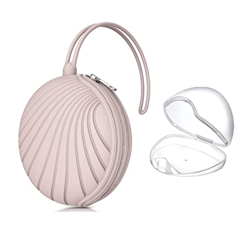 Image of Smlpuame Pacifier Holder Case,Mothers Day Gifts for Mom BPA Free Portable Silicone Baby Pacifier Cover Pouch for Diaper Bag Stroller,Travel Outdoor Activities,Easy to Clean(Shell & Pink)