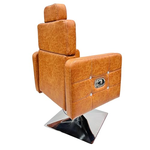Image of Stylish Beauty Parlour /Salon /Barber /Cutting /Makeup Chair with Push Back System & Hydraulic System Leather cushoin seat Back (Brown, Standard)